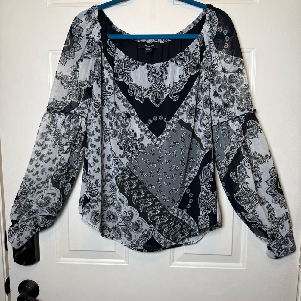 Karen Kane Blouson Sleeve Top Sz M Scoop Neck Made In USA